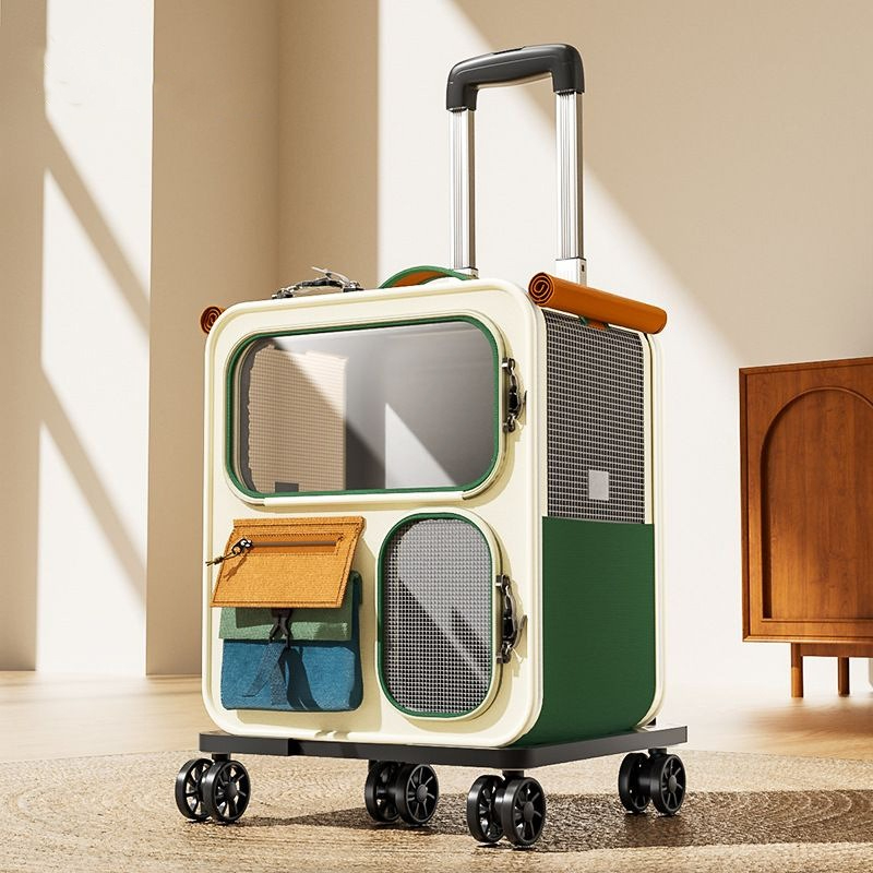 Pet Stroller Carrier - Rolling Cat Carrier with Wheels for