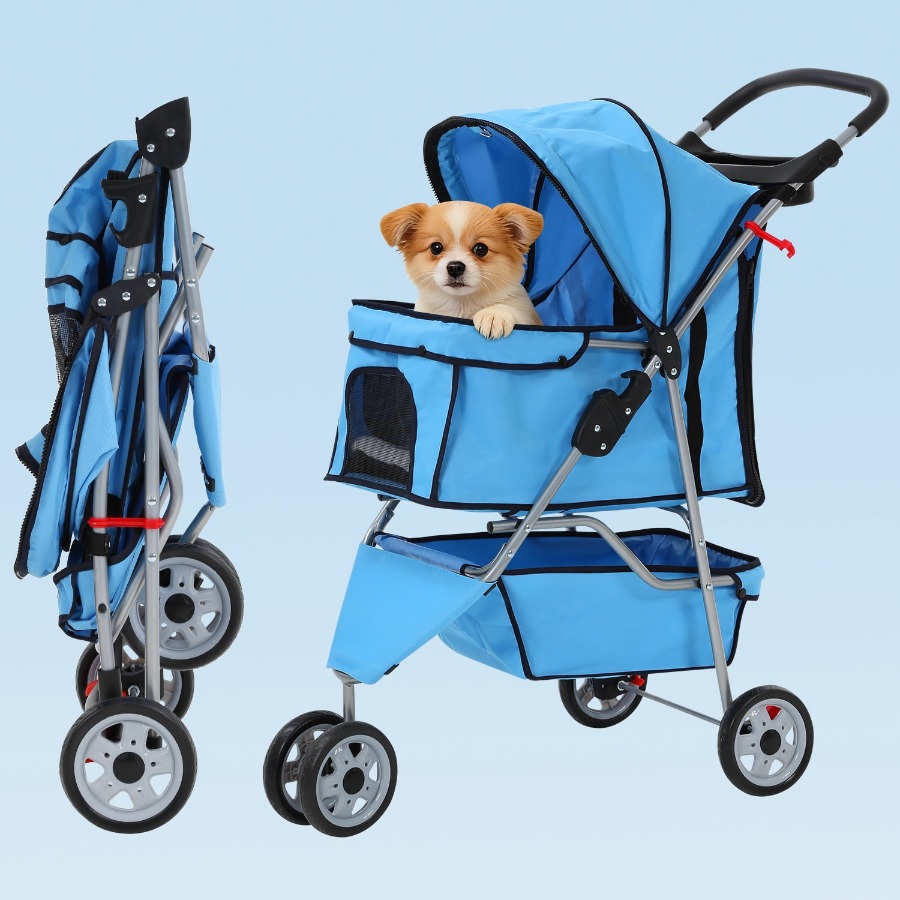Pet Stroller Carrier - 3 Wheels Dog Stroller Folding Pet