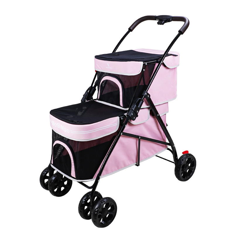 Pet Stroller Carrier - Portable Double-layer Pet Stroller Ultra-lightweight Foldable
