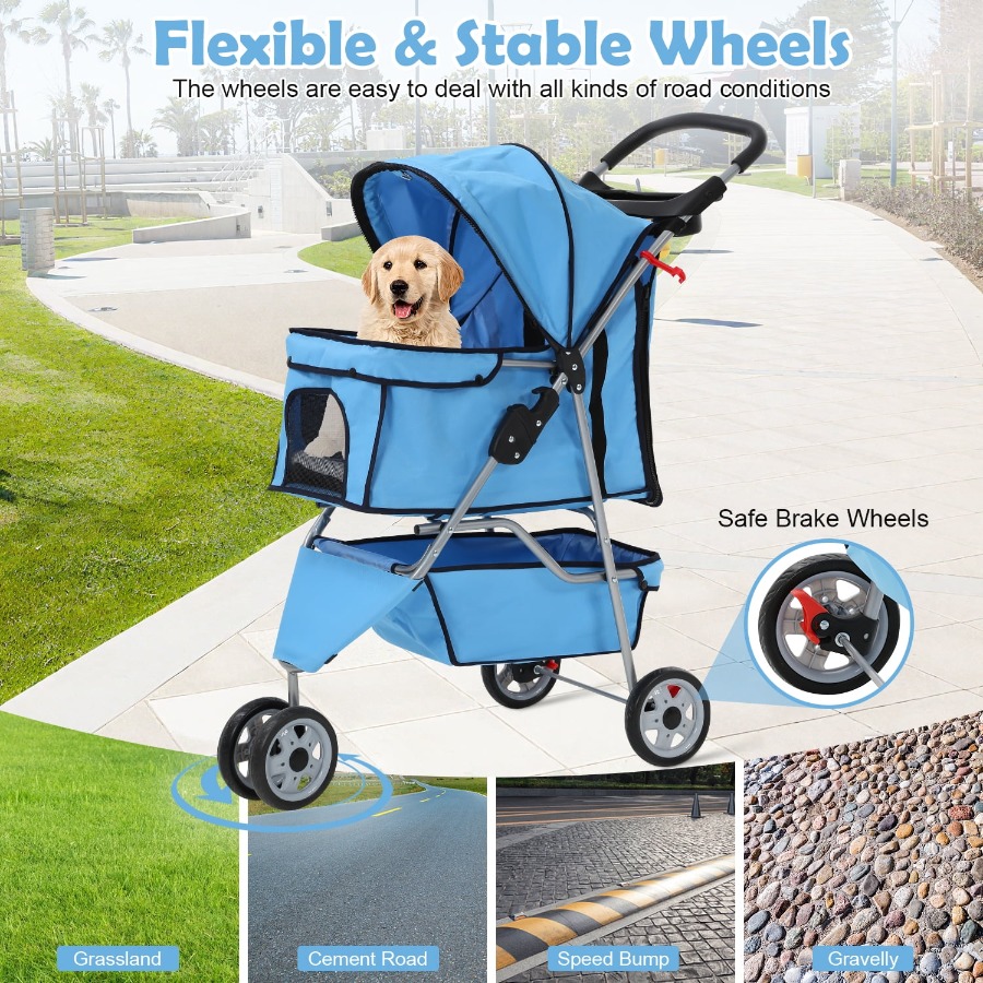 3 Wheels Dog Stroller Folding  - огляд і ціна Pet Stroller Carrier