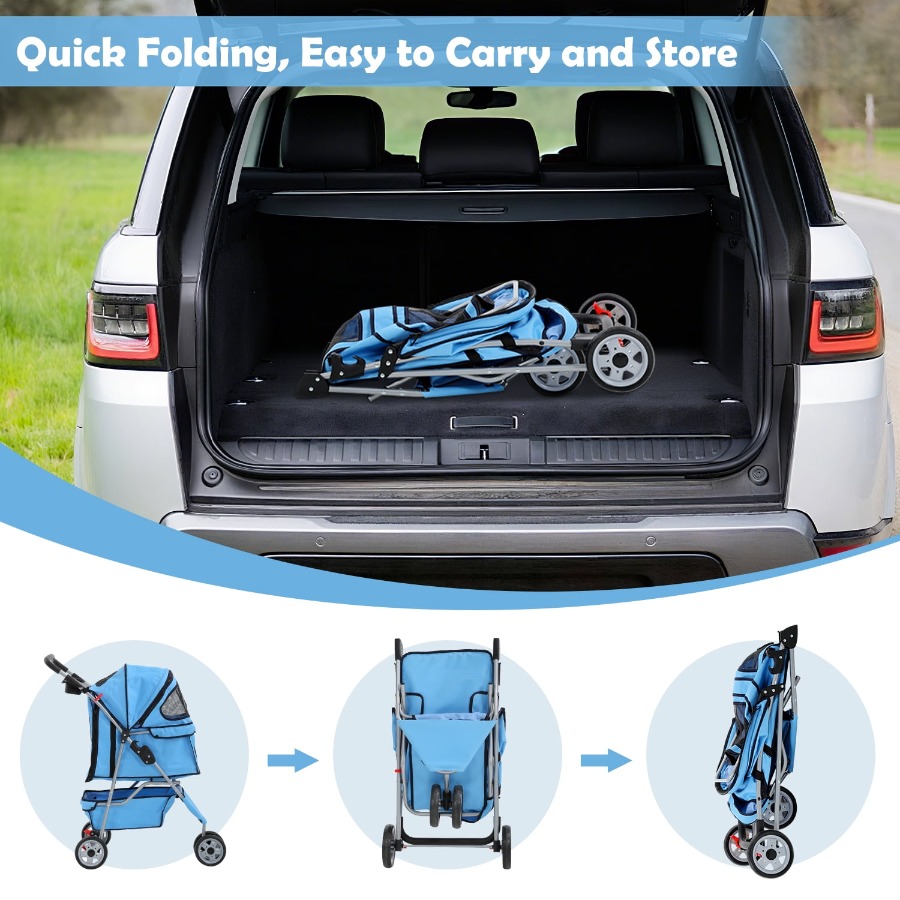 3 Wheels Dog Stroller Folding  - огляд і ціна Pet Stroller Carrier