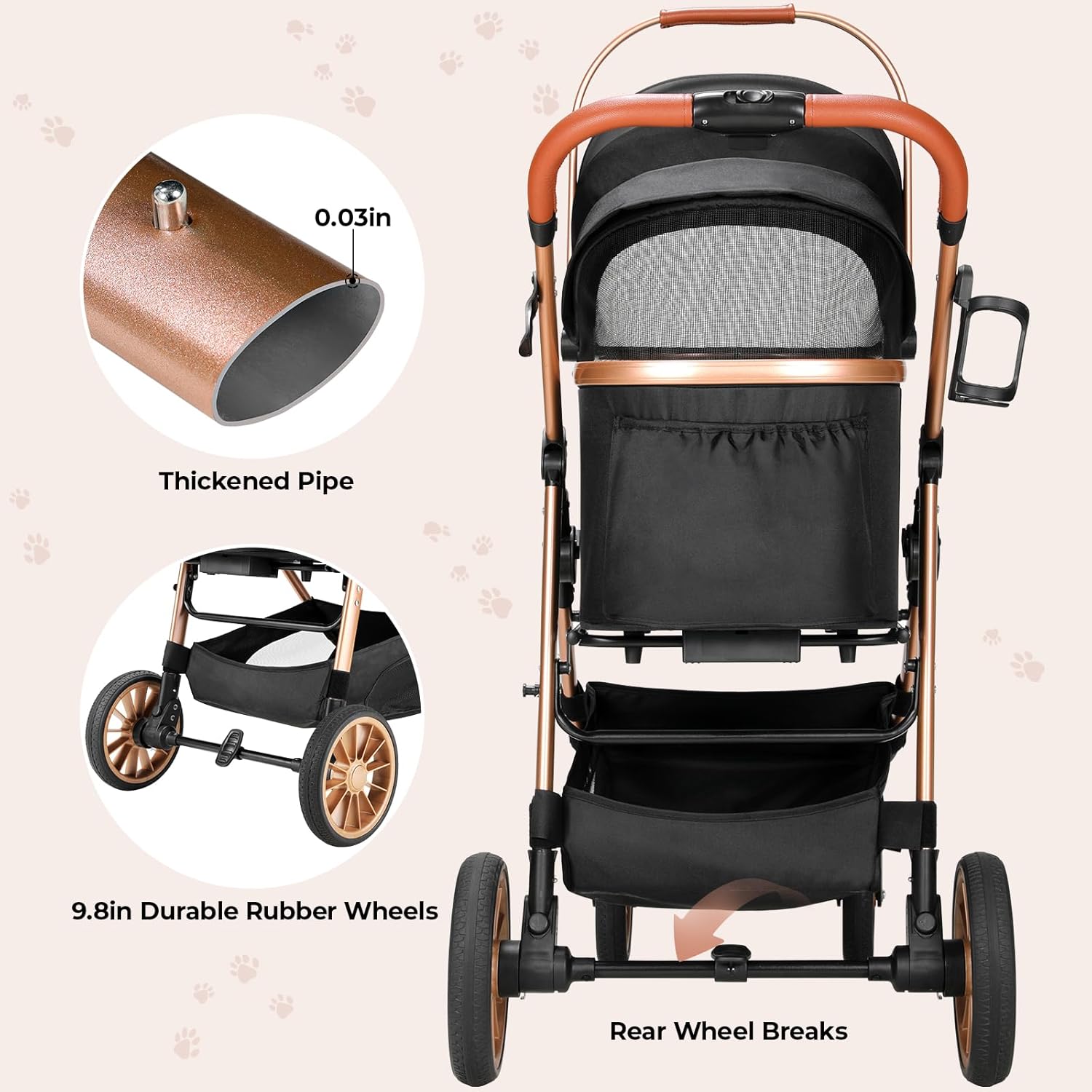 Foldable Pet Stroller for Medi - огляд і ціна Pet Stroller Carrier