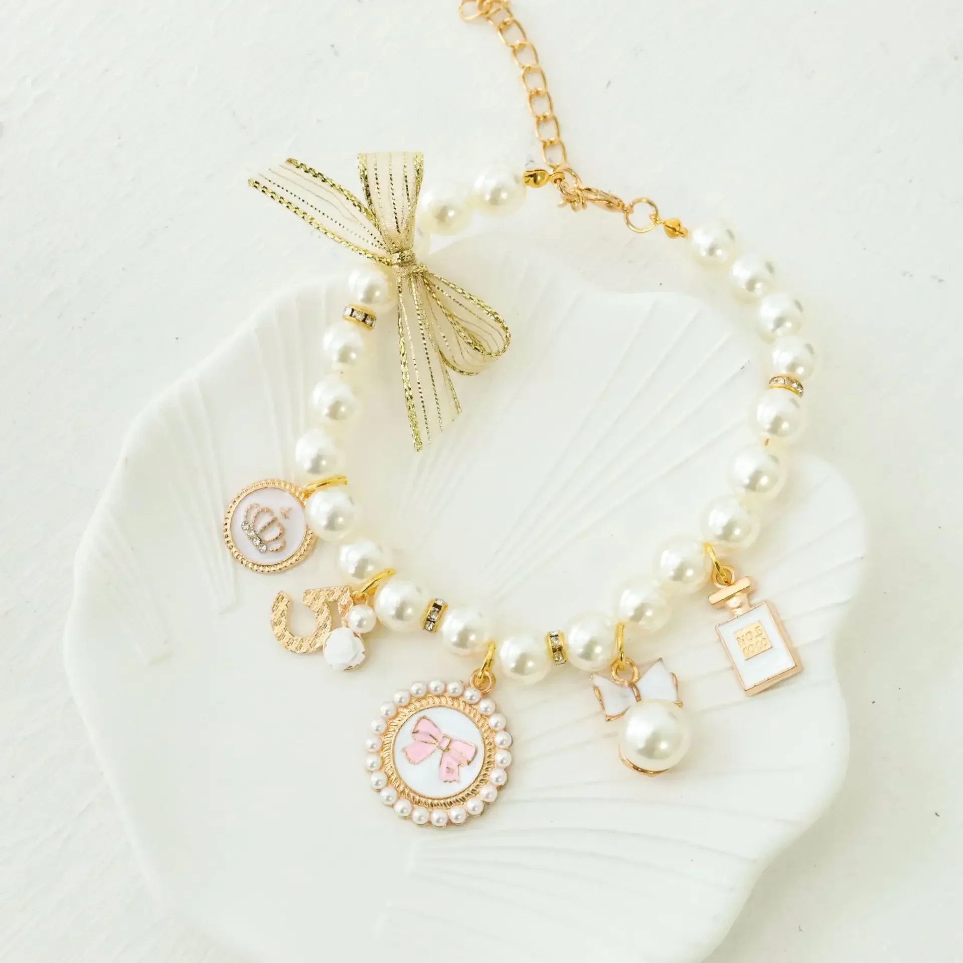 Pet Bow Pearl Collar Cat Jewel - огляд і ціна Pet Supplies In Bulk