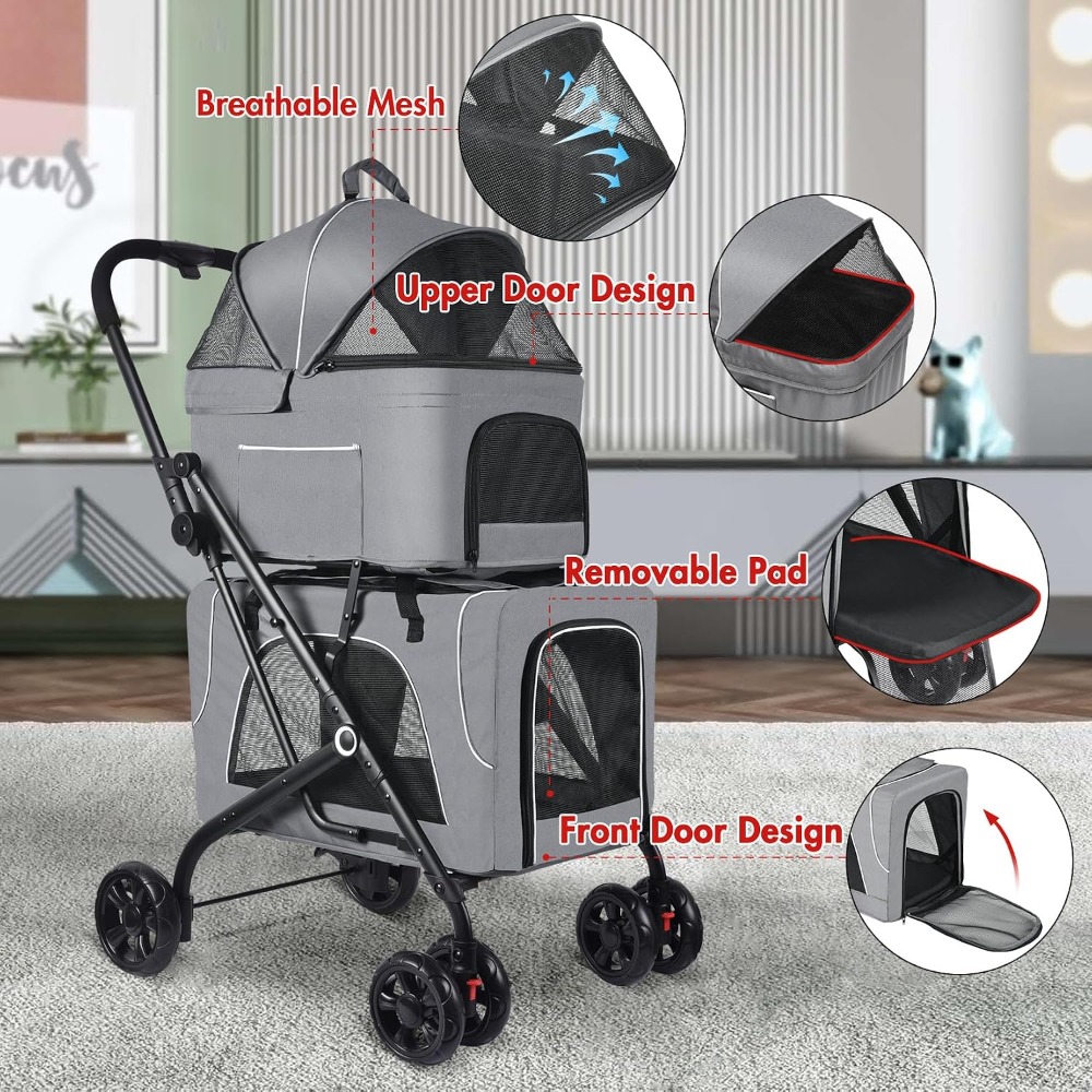 Double Pet Stroller With 2 Det - огляд і ціна Pet Stroller Carrier