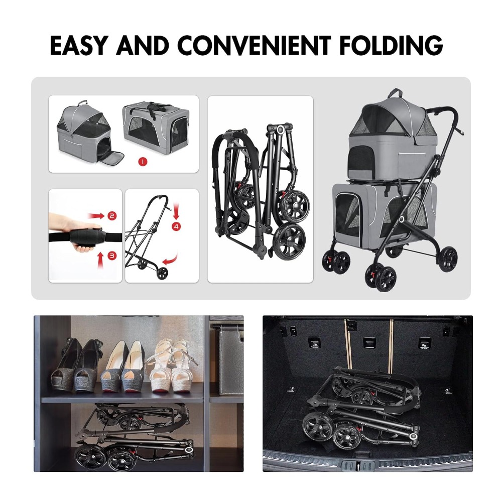 Double Pet Stroller With 2 Det - огляд і ціна Pet Stroller Carrier